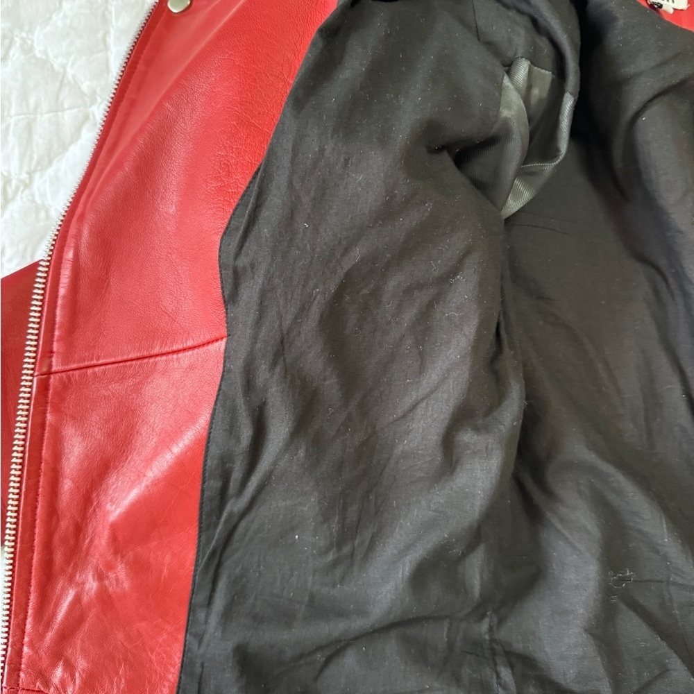 Walter Baker Liz Cropped Moto Jacket in Ruby Red Sz S Orig. $698 - Picture 10 of 17